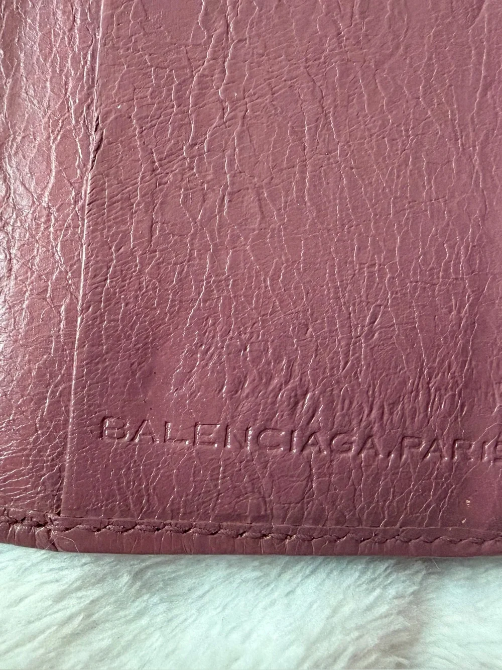 Balenciaga authentic Paris Leather Wallet and Key Case Set Mauve Pink